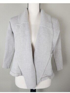 Patagonia Shawl-Collar High/Low Cropped Open Cardigan - 100% Merino Wool - HTF!